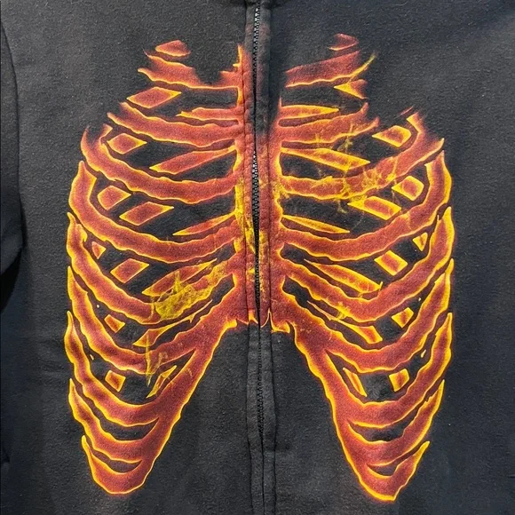 Tony Hawk  Skeleton Hoodie - Black and Orange Size Medium - Picture 4 of 11